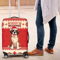 Switzerland Christmas Luggage Cover Cute Saint Bernard Merry Woofmas LT05 - Wonder Print Shop
