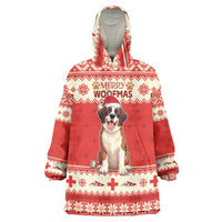 Switzerland Christmas Wearable Blanket Hoodie Cute Saint Bernard Merry Woofmas LT05 - Wonder Print Shop