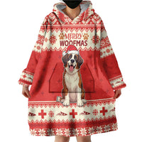 Switzerland Christmas Wearable Blanket Hoodie Cute Saint Bernard Merry Woofmas LT05 - Wonder Print Shop