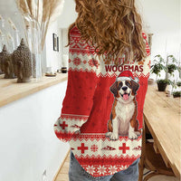 Switzerland Christmas Women Casual Shirt Cute Saint Bernard Merry Woofmas LT05 - Wonder Print Shop