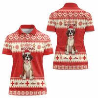 Switzerland Christmas Women Polo Shirt Cute Saint Bernard Merry Woofmas LT05 - Wonder Print Shop