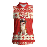 Switzerland Christmas Women Sleeveless Polo Shirt Cute Saint Bernard Merry Woofmas LT05 - Wonder Print Shop
