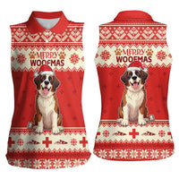 Switzerland Christmas Women Sleeveless Polo Shirt Cute Saint Bernard Merry Woofmas LT05 - Wonder Print Shop