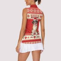 Switzerland Christmas Women Sleeveless Polo Shirt Cute Saint Bernard Merry Woofmas LT05 - Wonder Print Shop