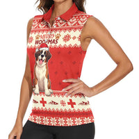 Switzerland Christmas Women Sleeveless Polo Shirt Cute Saint Bernard Merry Woofmas LT05 - Wonder Print Shop