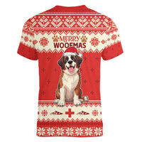 Switzerland Christmas Women V-Neck T-Shirt Cute Saint Bernard Merry Woofmas LT05 - Wonder Print Shop
