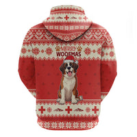 Switzerland Christmas Zip Hoodie Cute Saint Bernard Merry Woofmas LT05 - Wonder Print Shop