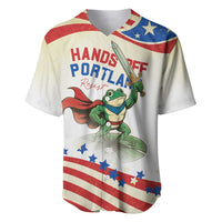 Hands Off Portland Baseball Jersey Resist Frog - Wonder Print Shop