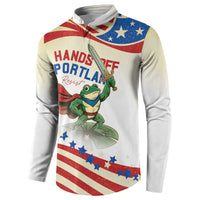 Hands Off Portland Button Sweatshirt Resist Frog - Wonder Print Shop