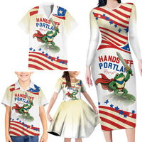 Hands Off Portland Family Matching Long Sleeve Bodycon Dress and Hawaiian Shirt Resist Frog - Wonder Print Shop