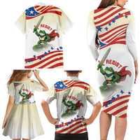 Hands Off Portland Family Matching Long Sleeve Bodycon Dress and Hawaiian Shirt Resist Frog - Wonder Print Shop