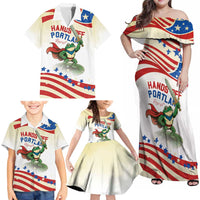 Hands Off Portland Family Matching Off Shoulder Maxi Dress and Hawaiian Shirt Resist Frog - Wonder Print Shop