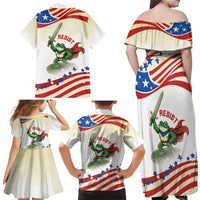 Hands Off Portland Family Matching Off Shoulder Maxi Dress and Hawaiian Shirt Resist Frog - Wonder Print Shop