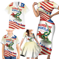 Hands Off Portland Family Matching Short Sleeve Bodycon Dress and Hawaiian Shirt Resist Frog - Wonder Print Shop