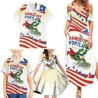 Hands Off Portland Family Matching Summer Maxi Dress and Hawaiian Shirt Resist Frog - Wonder Print Shop