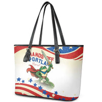 Hands Off Portland Leather Tote Bag Resist Frog - Wonder Print Shop