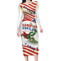 Hands Off Portland Long Sleeve Bodycon Dress Resist Frog - Wonder Print Shop