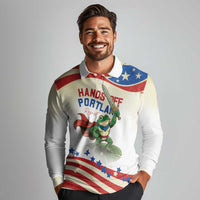 Hands Off Portland Long Sleeve Polo Shirt Resist Frog - Wonder Print Shop