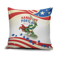 Hands Off Portland Pillow Cover Resist Frog - Wonder Print Shop