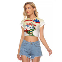Hands Off Portland Raglan Cropped T Shirt Resist Frog - Wonder Print Shop