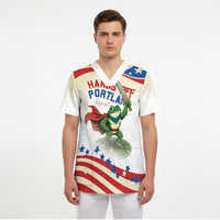 Hands Off Portland Scrub Top Resist Frog - Wonder Print Shop