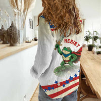 Hands Off Portland Women Casual Shirt Resist Frog - Wonder Print Shop