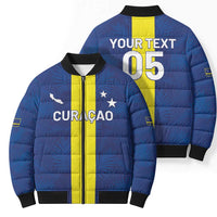 Custom Curacao Football Bomber Puffer Jacket Go Champions Flag Style - Wonder Print Shop