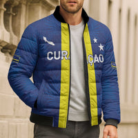 Custom Curacao Football Bomber Puffer Jacket Go Champions Flag Style - Wonder Print Shop