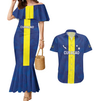 Custom Curacao Football Couples Matching Mermaid Dress and Hawaiian Shirt Go Champions Flag Style - Wonder Print Shop