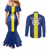 Custom Curacao Football Couples Matching Mermaid Dress and Long Sleeve Button Shirt Go Champions Flag Style - Wonder Print Shop