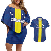 Custom Curacao Football Couples Matching Off Shoulder Short Dress and Hawaiian Shirt Go Champions Flag Style - Wonder Print Shop