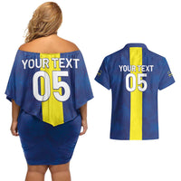 Custom Curacao Football Couples Matching Off Shoulder Short Dress and Hawaiian Shirt Go Champions Flag Style - Wonder Print Shop