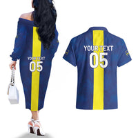 Custom Curacao Football Couples Matching Off The Shoulder Long Sleeve Dress and Hawaiian Shirt Go Champions Flag Style - Wonder Print Shop