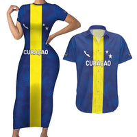 Custom Curacao Football Couples Matching Short Sleeve Bodycon Dress and Hawaiian Shirt Go Champions Flag Style - Wonder Print Shop