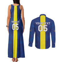 Custom Curacao Football Couples Matching Tank Maxi Dress and Long Sleeve Button Shirt Go Champions Flag Style - Wonder Print Shop