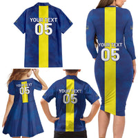 Custom Curacao Football Family Matching Long Sleeve Bodycon Dress and Hawaiian Shirt Go Champions Flag Style - Wonder Print Shop