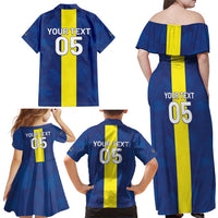 Custom Curacao Football Family Matching Off Shoulder Maxi Dress and Hawaiian Shirt Go Champions Flag Style - Wonder Print Shop