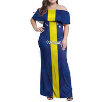 Custom Curacao Football Family Matching Off Shoulder Maxi Dress and Hawaiian Shirt Go Champions Flag Style - Wonder Print Shop