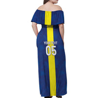 Custom Curacao Football Family Matching Off Shoulder Maxi Dress and Hawaiian Shirt Go Champions Flag Style - Wonder Print Shop