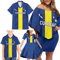 Custom Curacao Football Family Matching Off Shoulder Short Dress and Hawaiian Shirt Go Champions Flag Style - Wonder Print Shop