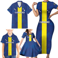 Custom Curacao Football Family Matching Short Sleeve Bodycon Dress and Hawaiian Shirt Go Champions Flag Style - Wonder Print Shop