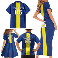 Custom Curacao Football Family Matching Short Sleeve Bodycon Dress and Hawaiian Shirt Go Champions Flag Style - Wonder Print Shop