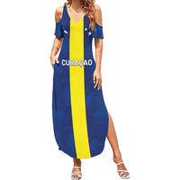 Custom Curacao Football Family Matching Summer Maxi Dress and Hawaiian Shirt Go Champions Flag Style - Wonder Print Shop