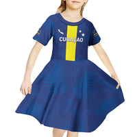 Custom Curacao Football Kid Short Sleeve Dress Go Champions Flag Style - Wonder Print Shop