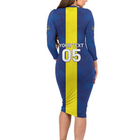Custom Curacao Football Long Sleeve Bodycon Dress Go Champions Flag Style - Wonder Print Shop