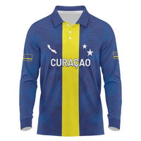 Custom Curacao Football Long Sleeve Polo Shirt Go Champions Flag Style - Wonder Print Shop