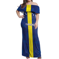 Custom Curacao Football Off Shoulder Maxi Dress Go Champions Flag Style - Wonder Print Shop