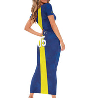 Custom Curacao Football Short Sleeve Bodycon Dress Go Champions Flag Style - Wonder Print Shop