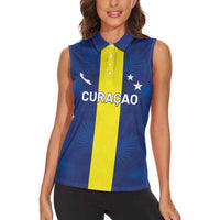 Custom Curacao Football Women Sleeveless Polo Shirt Go Champions Flag Style - Wonder Print Shop