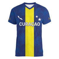 Custom Curacao Football Women V-Neck T-Shirt Go Champions Flag Style - Wonder Print Shop